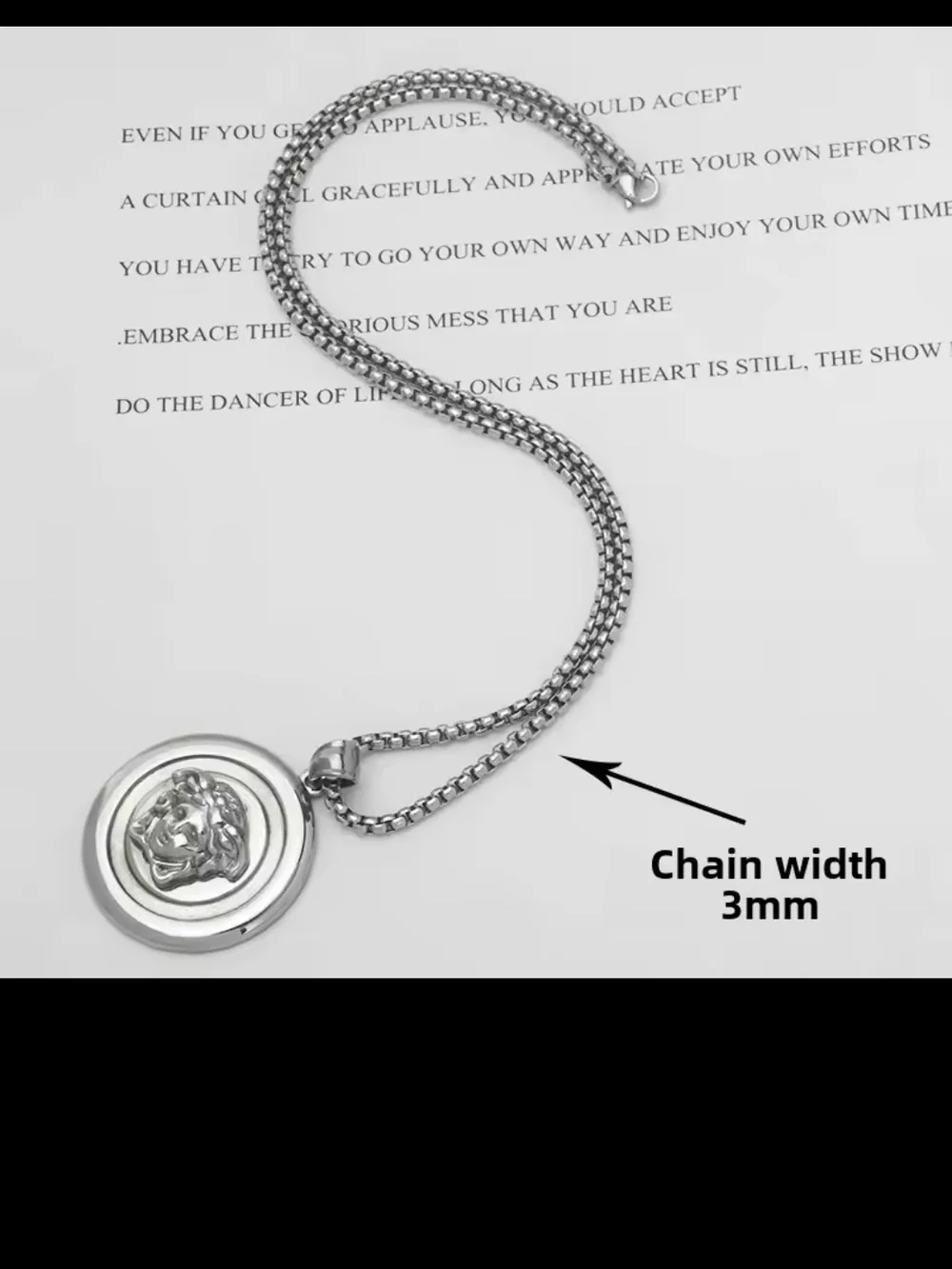 Silver Medusa Pendant Necklace for Men - Stainless Steel